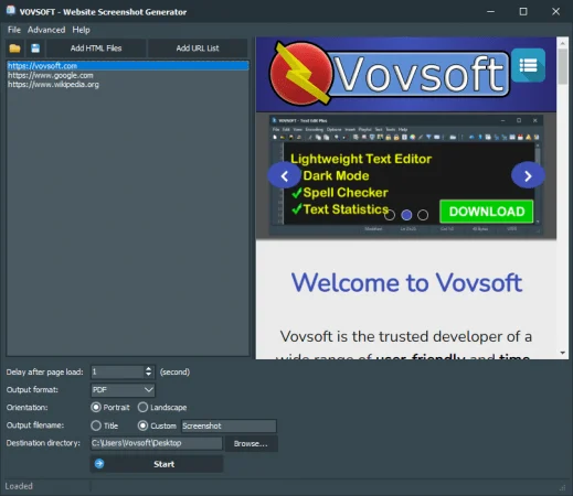 VovSoft Website Screenshot Generator 2.4 x64