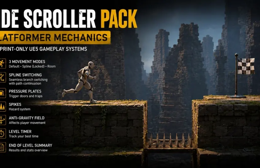 横版卷轴资源包——平台跳跃游戏机制 Side Scroller Pack – Platformer Mechanics