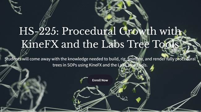 Houdini School – HS-225 Procedural Growth with KineFX and the Labs Tree Tools