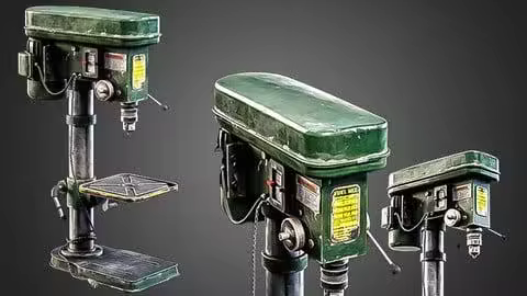 三维建模与贴图教程：在Blender中制作精细立式钻机