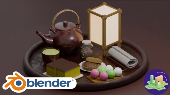 Blender微缩日式咖啡厅建模：程序化材质与节点着色器实战课