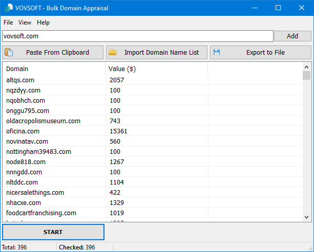 VovSoft Bulk Domain Appraisal 4.1