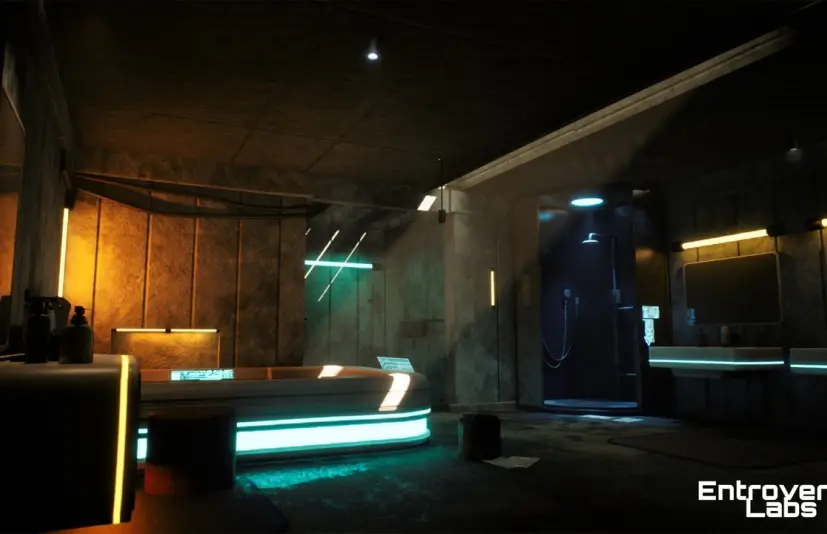 赛博朋克风格浴室环境 Cyberpunk Bathroom Environment