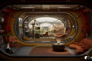 复古科幻风格研究舱环境 Retro Sci-Fi Research Cabin Environment