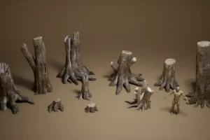 植物 VOL.37 – 树桩 Foliage VOL.37- Tree Stumps (NANITE + LOW POLY)