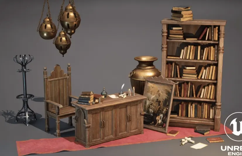 中世纪家具道具(哥特式道具、维多利亚时期道具、中世纪道具、家具)Medieval Furniture Props (Gothic Props, Victorian Props, Medieval, Furniture)