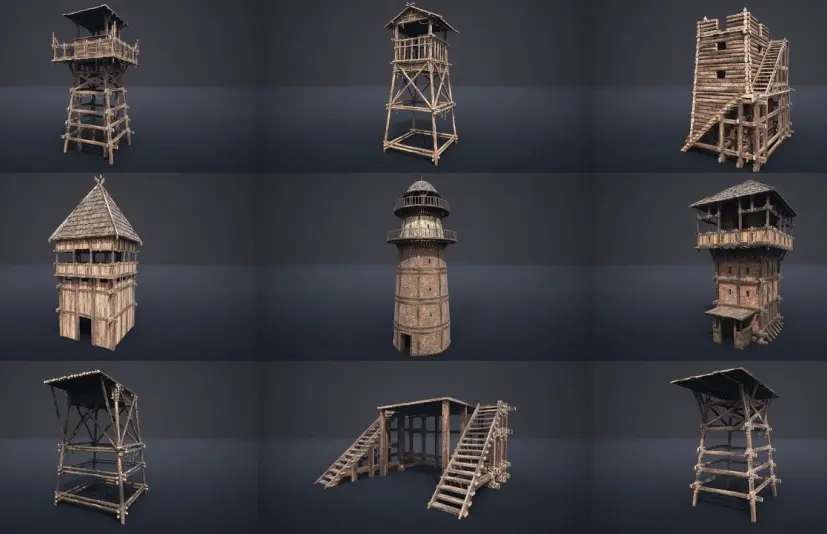 中世纪瞭望塔与平台 - 版本1 Medieval Watchtowers and Platforms - v1