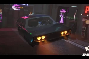 可驾驶的动画复古赛博朋克悬浮车02（赛博朋克风格改装车3D）Cyberpunk Hover Car 02