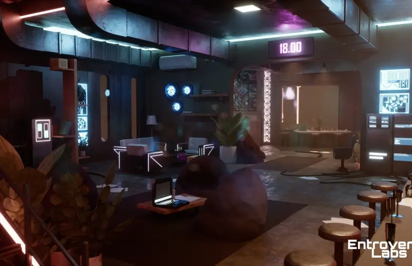 赛博朋克风格公寓室内环境 Cyberpunk Apartment Interior Environment