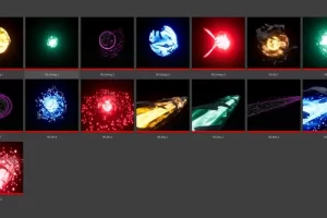奶瓜射线视觉特效包（能量、射线、击中效果） Niagara Ray VFX Pack (Energy, Ray, Hit Effects)