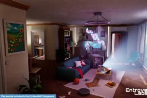 风格化纽约游戏室（室内模块化纽约环境） Stylized New York Gaming Room ( Interior Modular NYC Environment)