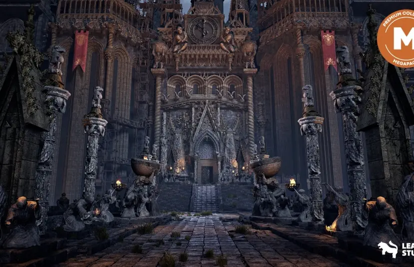 黑暗幻想城堡环境超级包(幻想城堡 魂系风格 幻想 3D) Dark Fantasy Castle Environment Megapack ( Fantasy Castle Soulslike Fantasy 3D )
