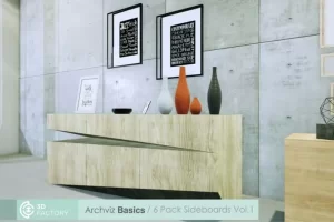 包餐具柜模型 ArchViz Basics – 6 Pack Sideboards