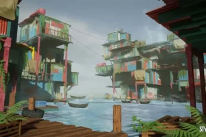 风格化漂浮贫民窟 – Stylized Floating Slums ( Stylized Floating Floating Abandoned City City 3D )