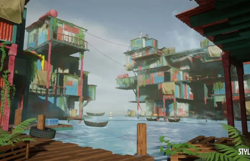 风格化漂浮贫民窟 - Stylized Floating Slums ( Stylized Floating Floating Abandoned City City 3D )