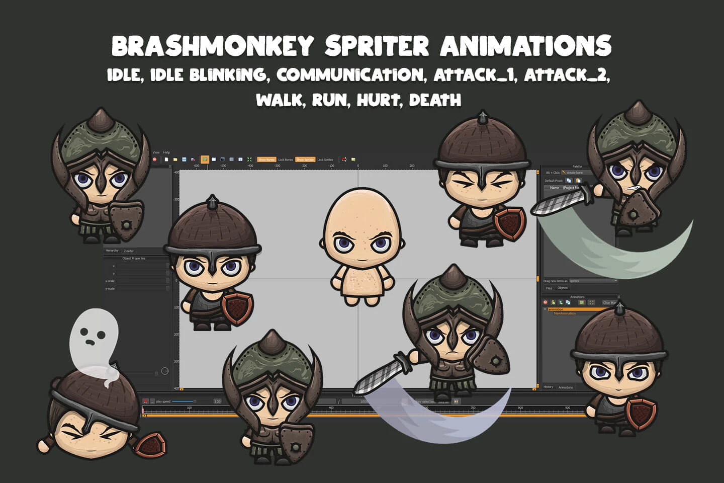 Warrior 4-direction Character Sprites