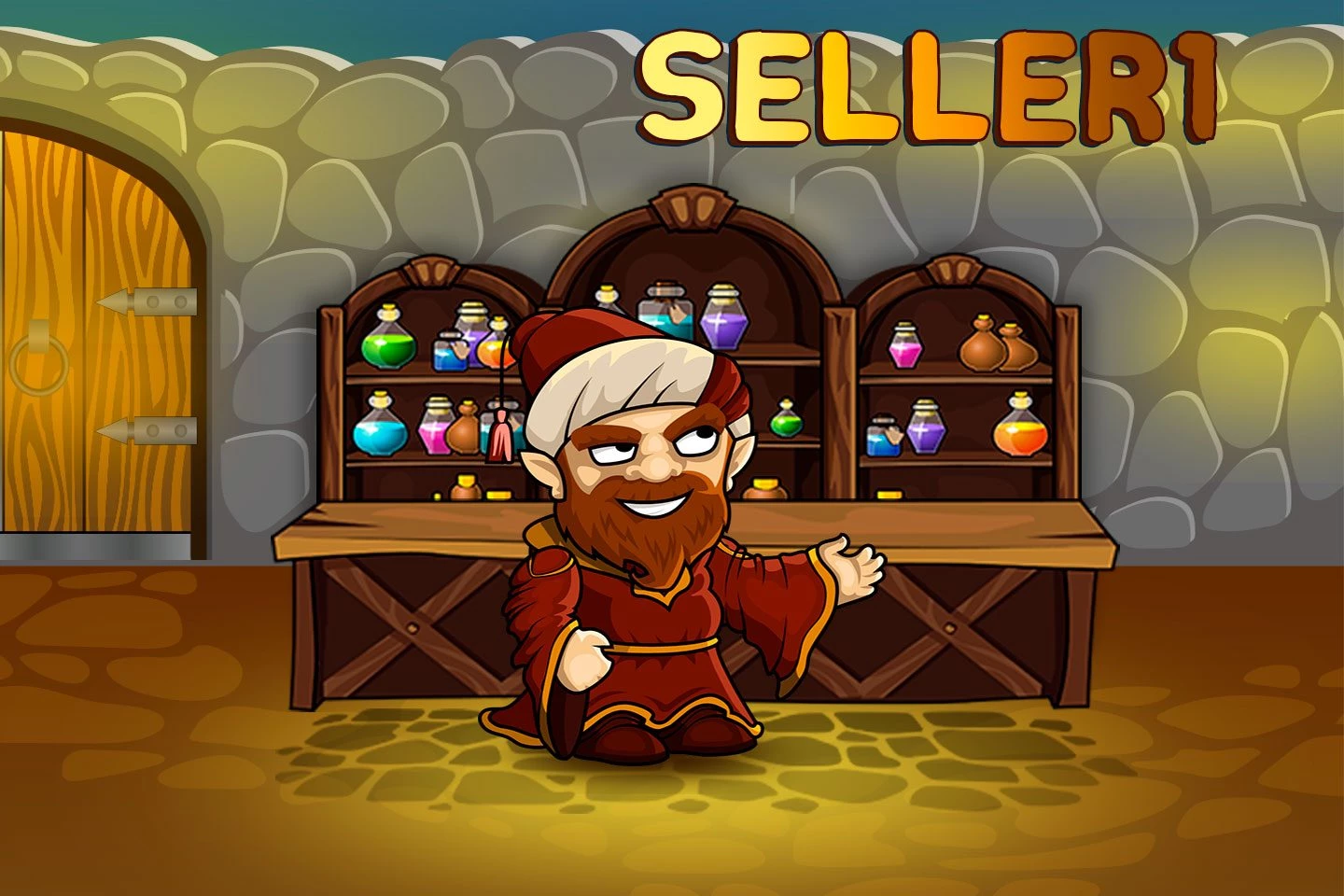 2D Fantasy Seller Character Sprite
