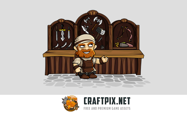 2D Fantasy Seller Character Sprite