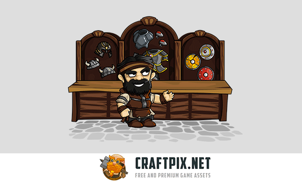 2D Fantasy Seller Character Sprite