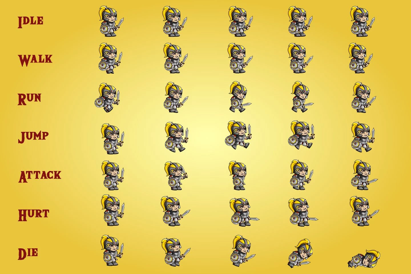 2D Fantasy Woman Warrior Character Sprite