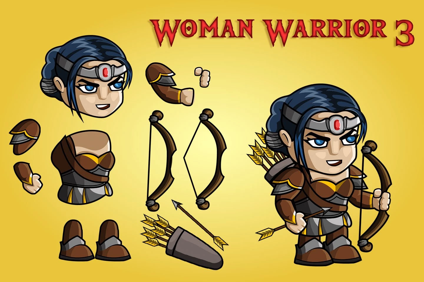 2D Fantasy Woman Warrior Character Sprite