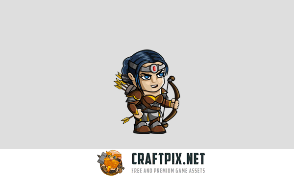 2D Fantasy Woman Warrior Character Sprite