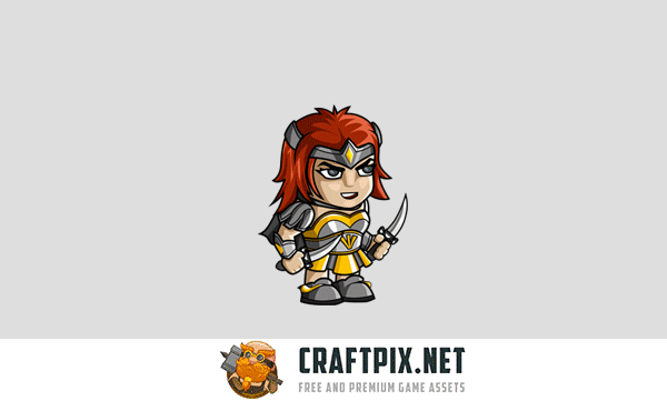 2D Fantasy Woman Warrior Character Sprite