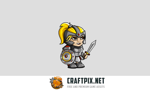 2D Fantasy Woman Warrior Character Sprite