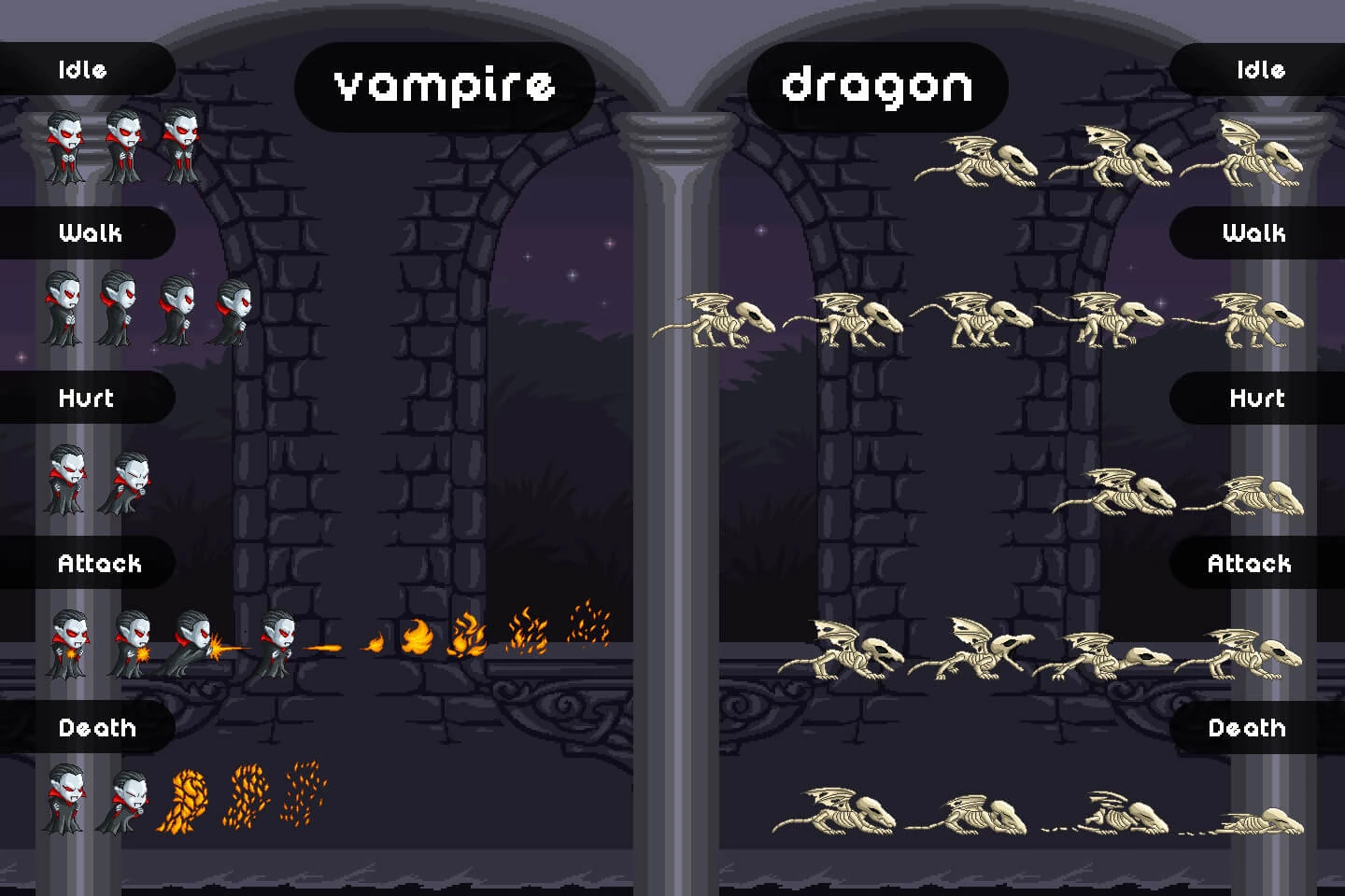 2D Pixel Art Evil Monster Sprites