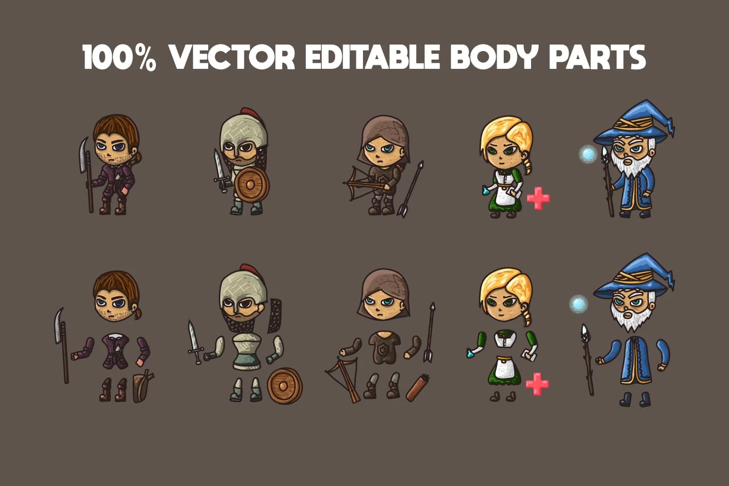 2D Fantasy People Warrior Character Sprites