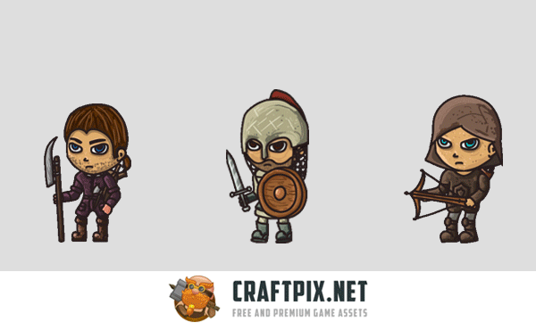 2D Fantasy People Warrior Character Sprites