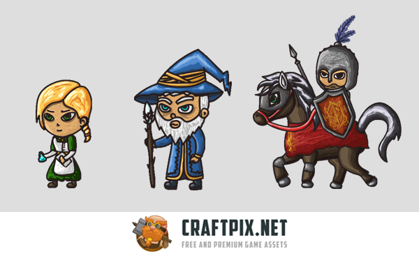 2D Fantasy People Warrior Character Sprites