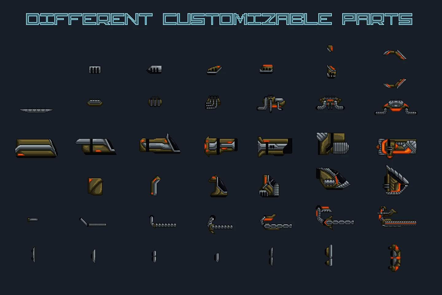 Pixel Art Spaceship 2D Game Sprites