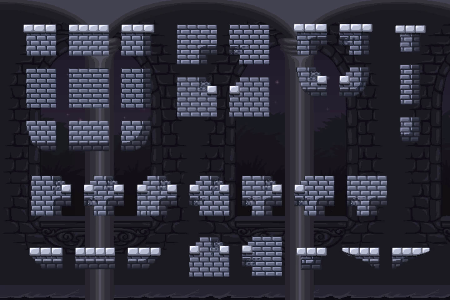 Castle Platformer Pixel Art Tileset