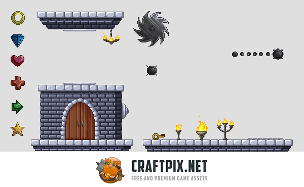 Castle Platformer Pixel Art Tileset