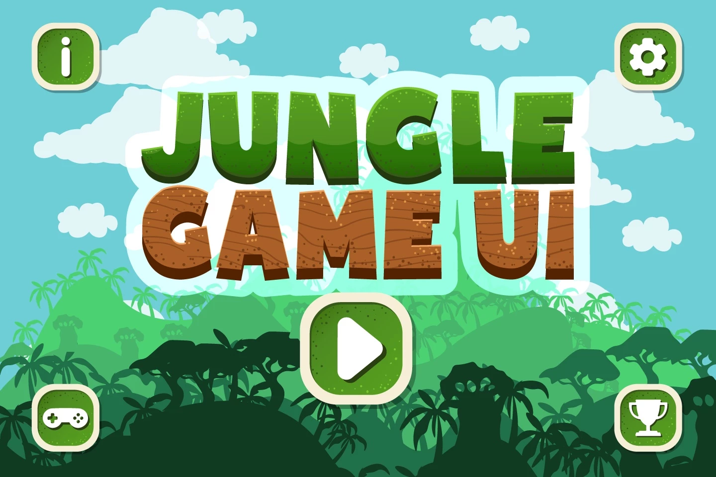 Jungle Cartoon 2D Game UI