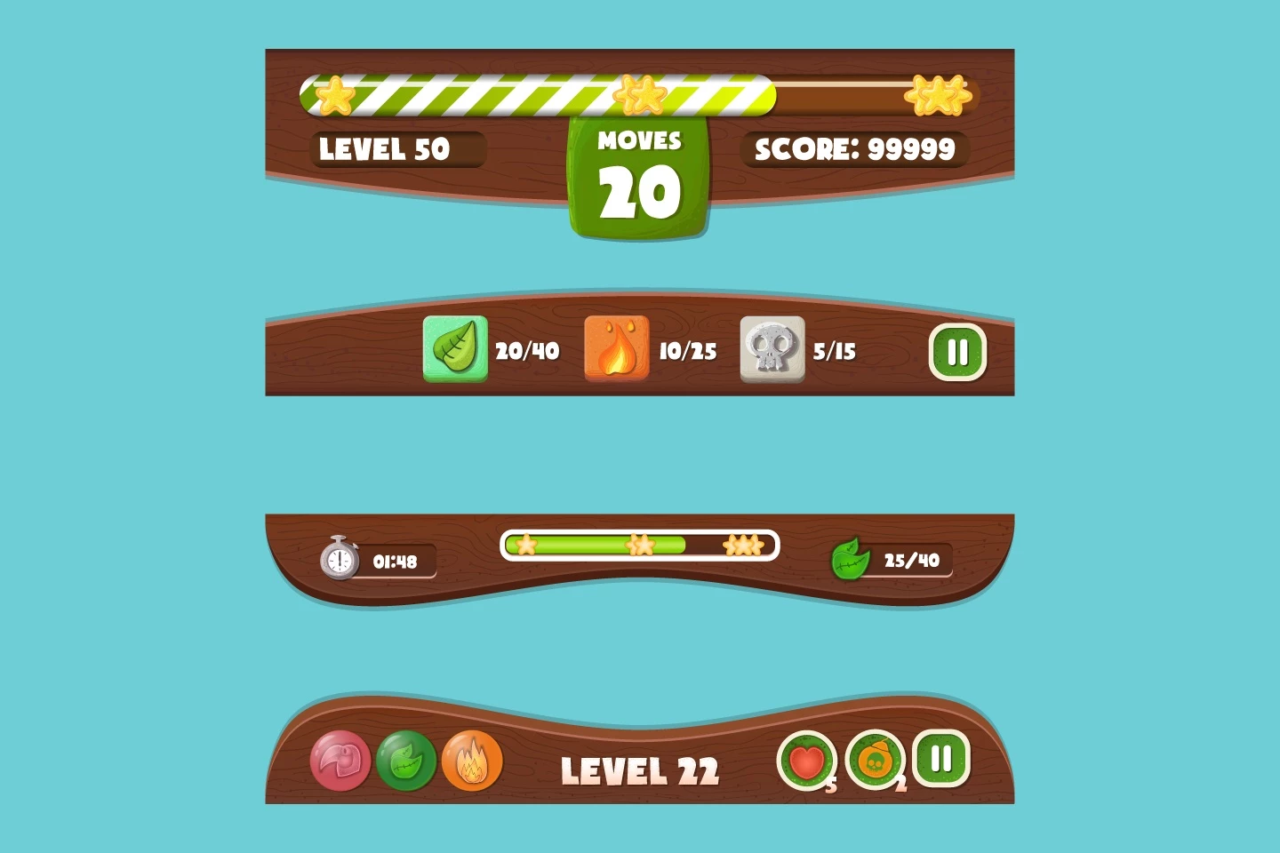 Jungle Cartoon 2D Game UI