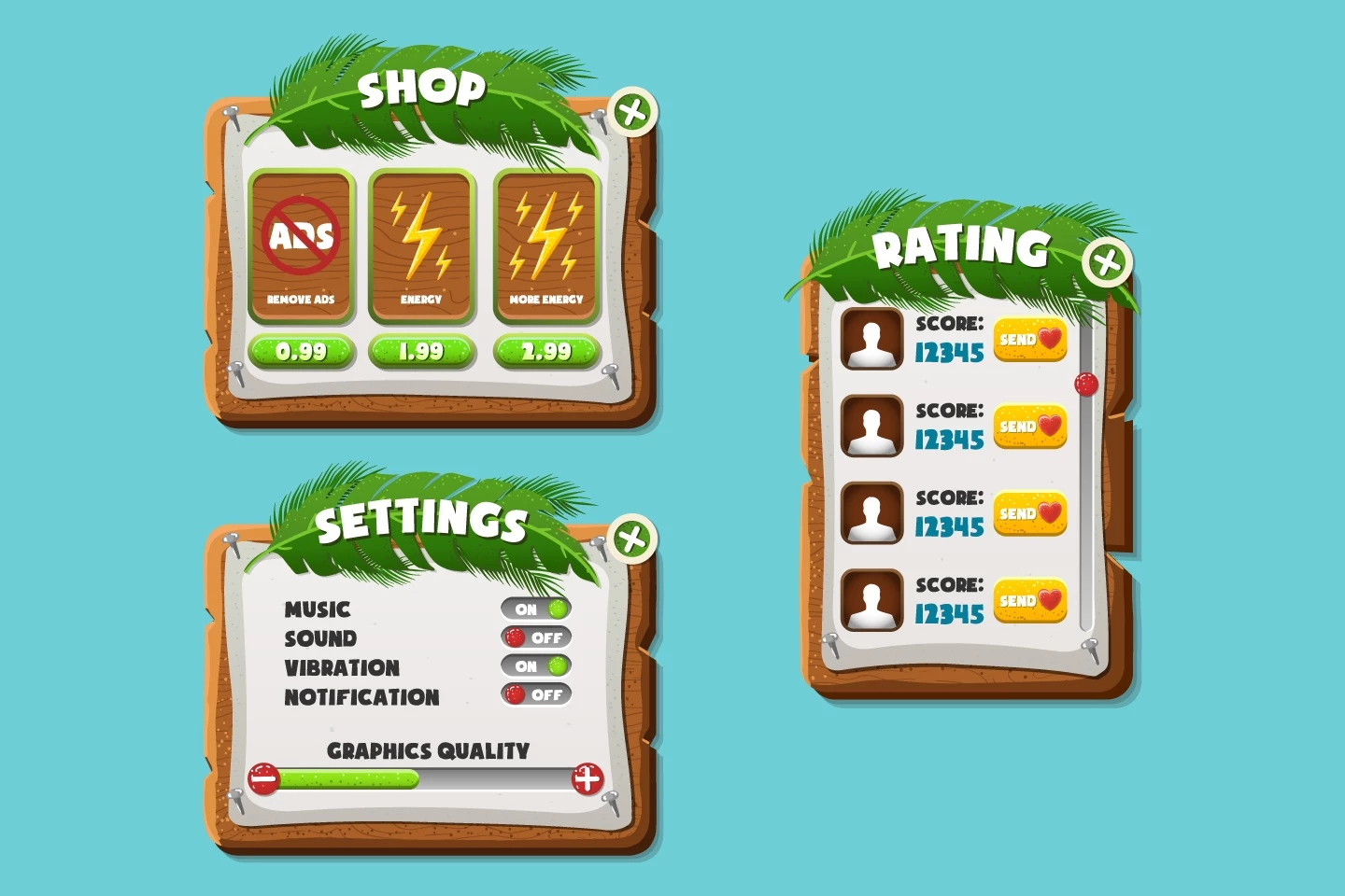 Jungle Cartoon 2D Game UI