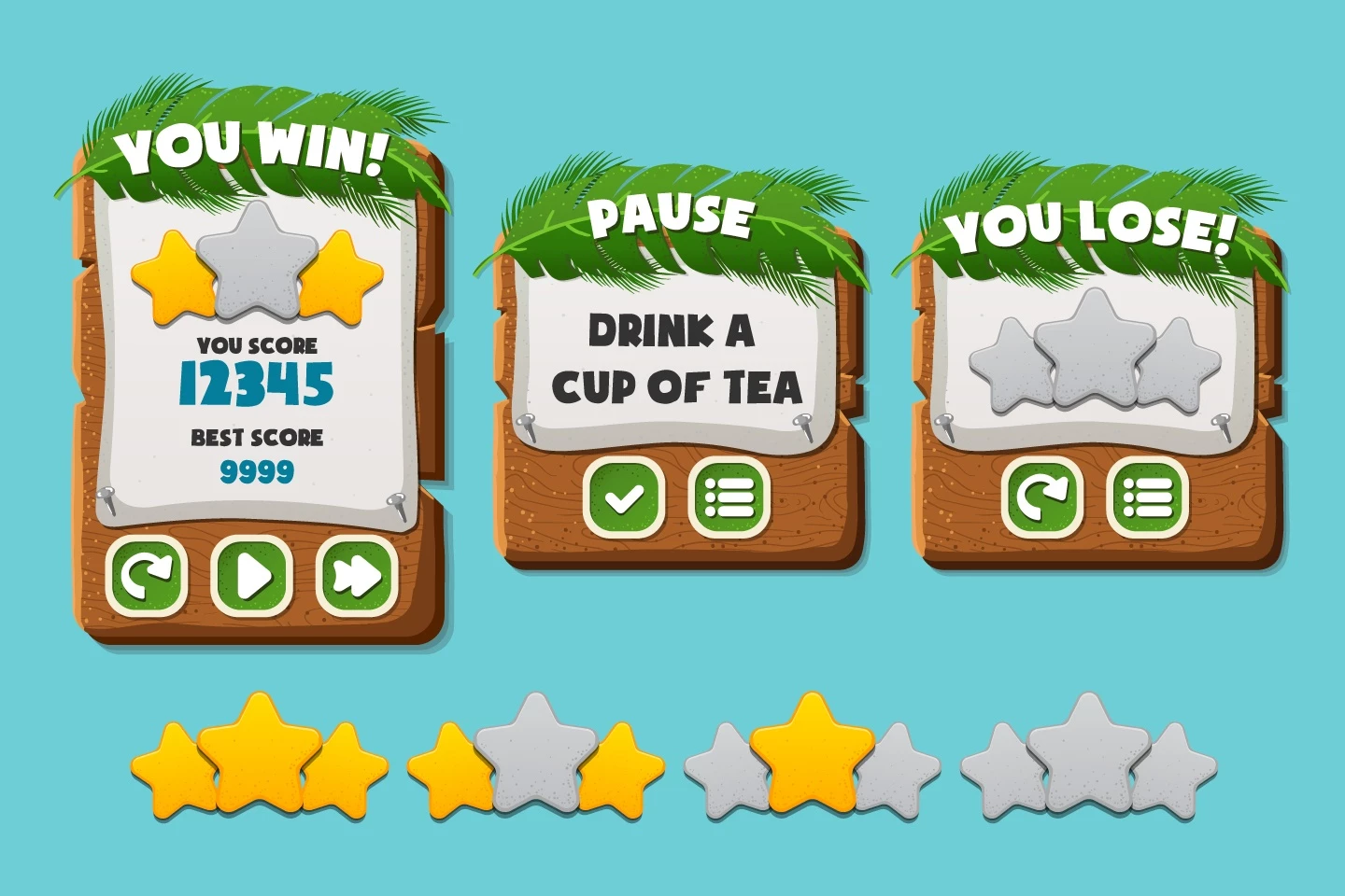 Jungle Cartoon 2D Game UI