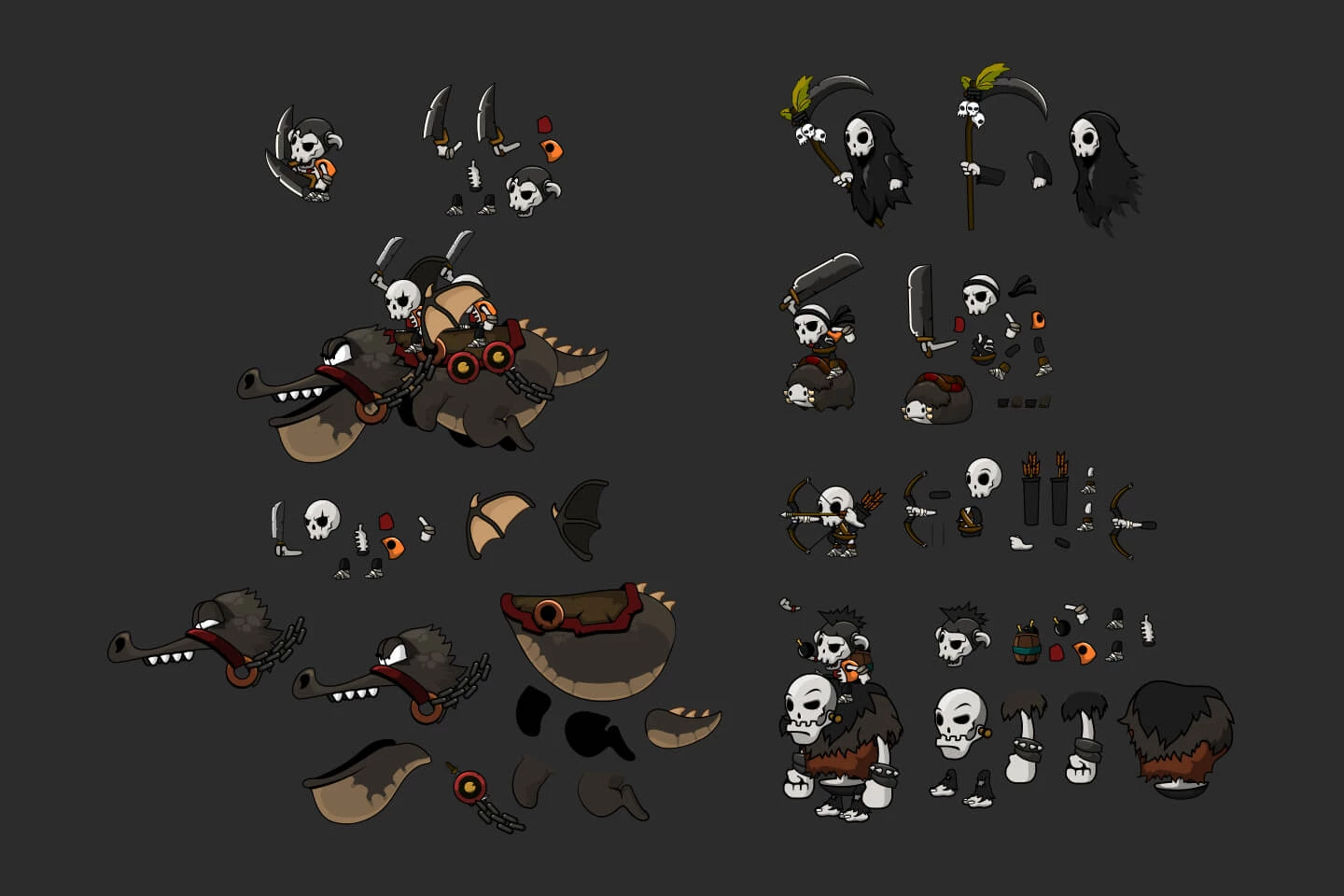 6 Skull Game Character Sprites Pack