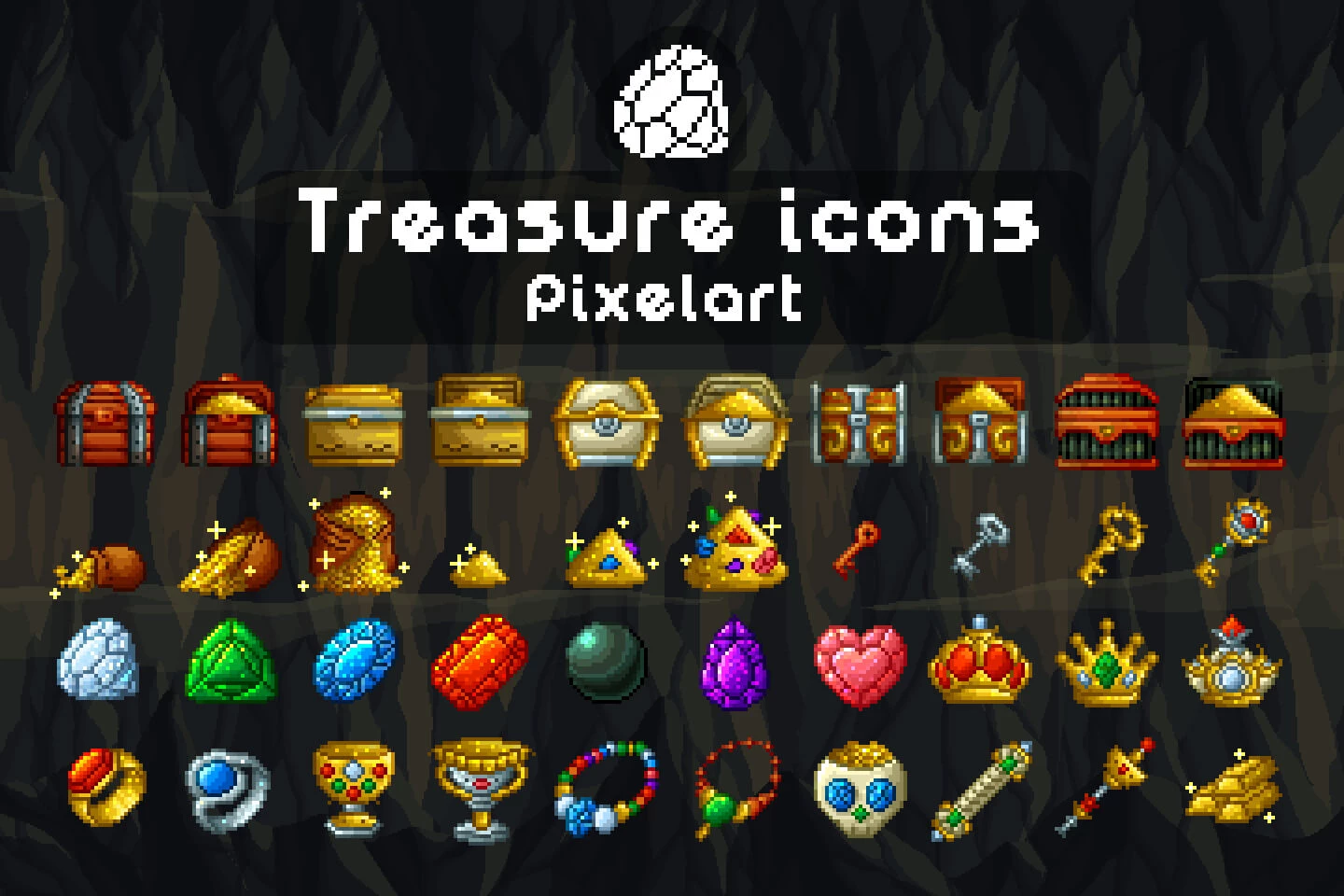 Treasure Icons Pixel Art