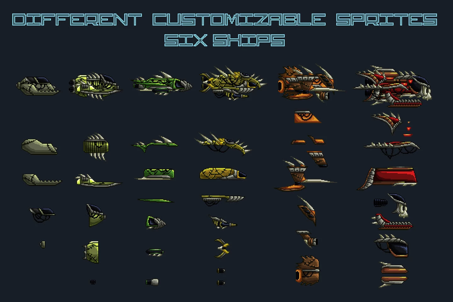 Pixel Art Space Pirates 2D Game Sprites