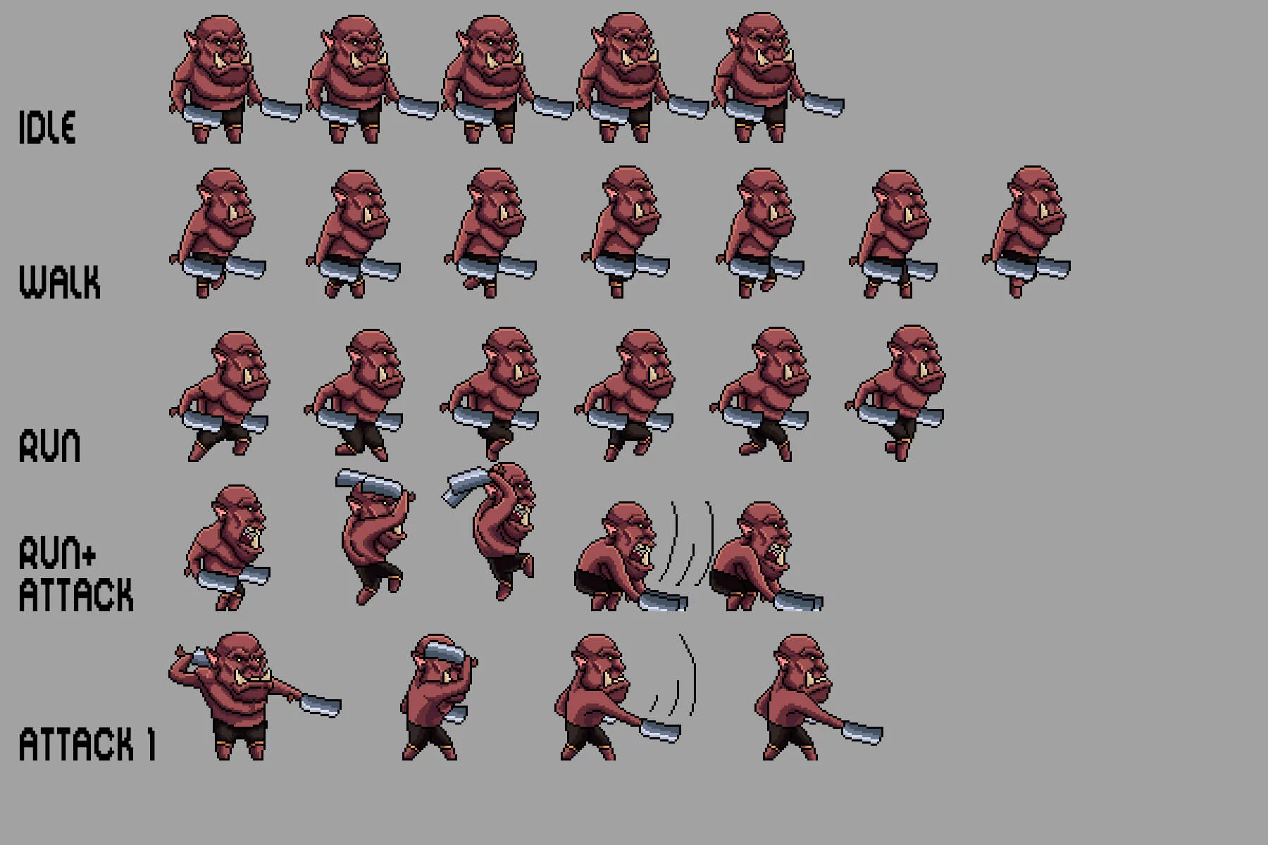 Orc Sprite Sheets Pixel Art