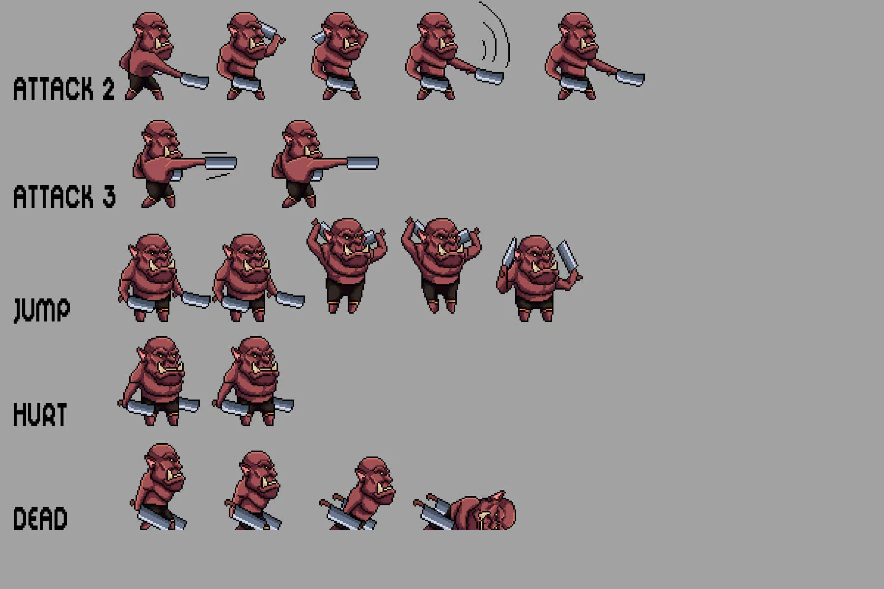 Orc Sprite Sheets Pixel Art