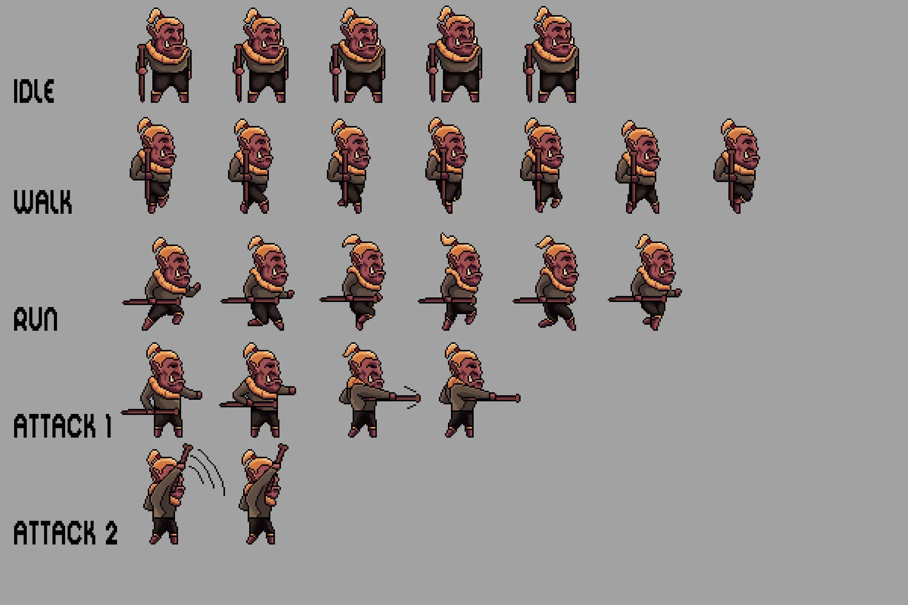Orc Sprite Sheets Pixel Art