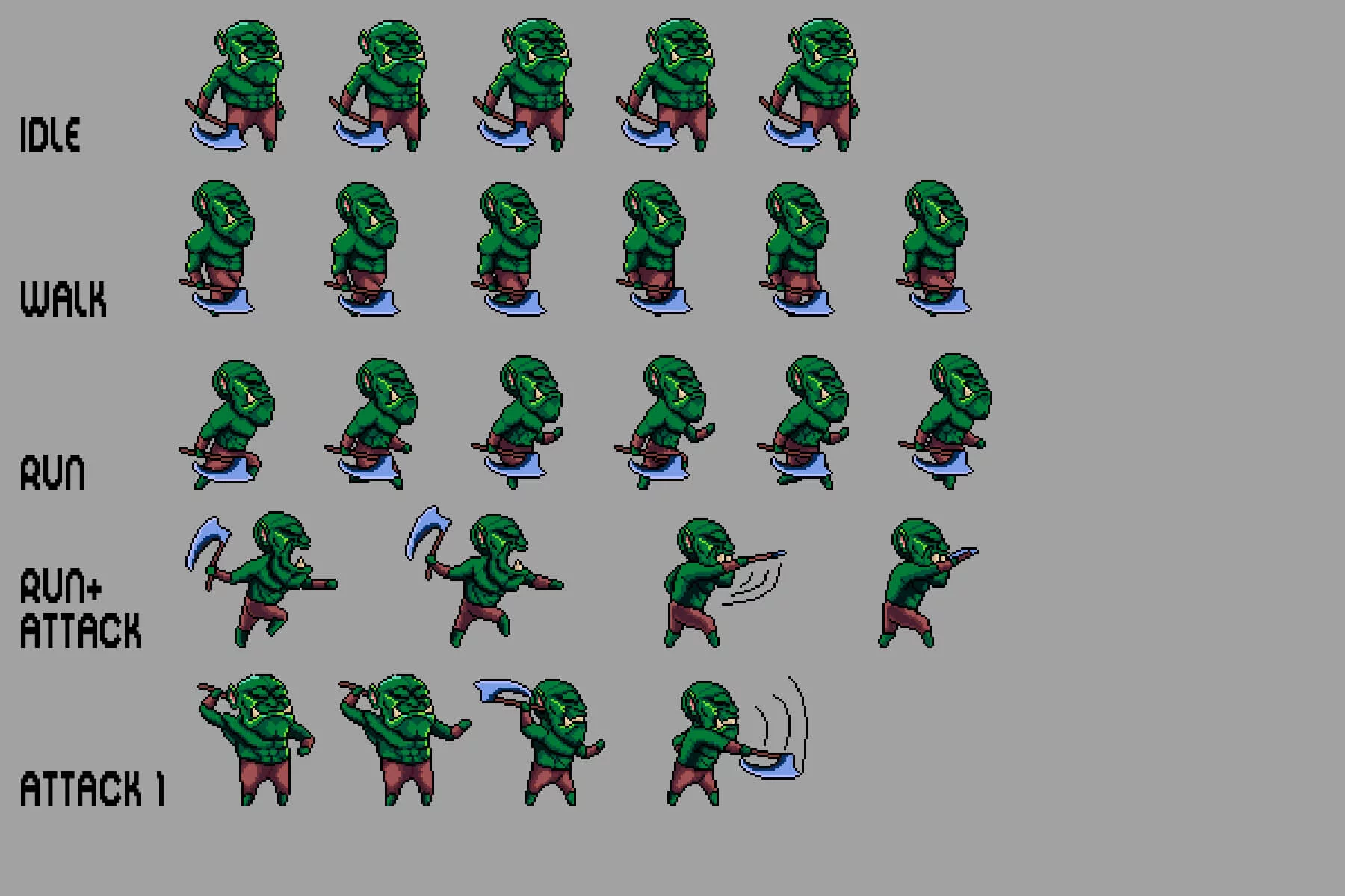 Orc Sprite Sheets Pixel Art