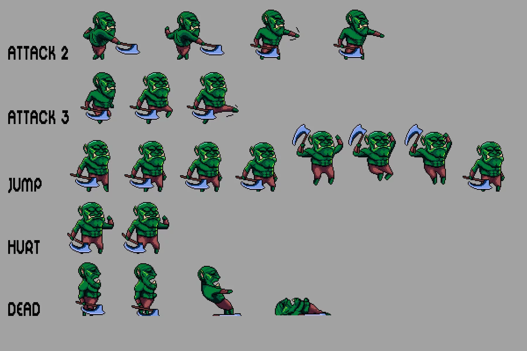 Orc Sprite Sheets Pixel Art