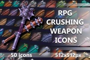 RPG粉碎武器图标集：中世纪奇幻游戏素材