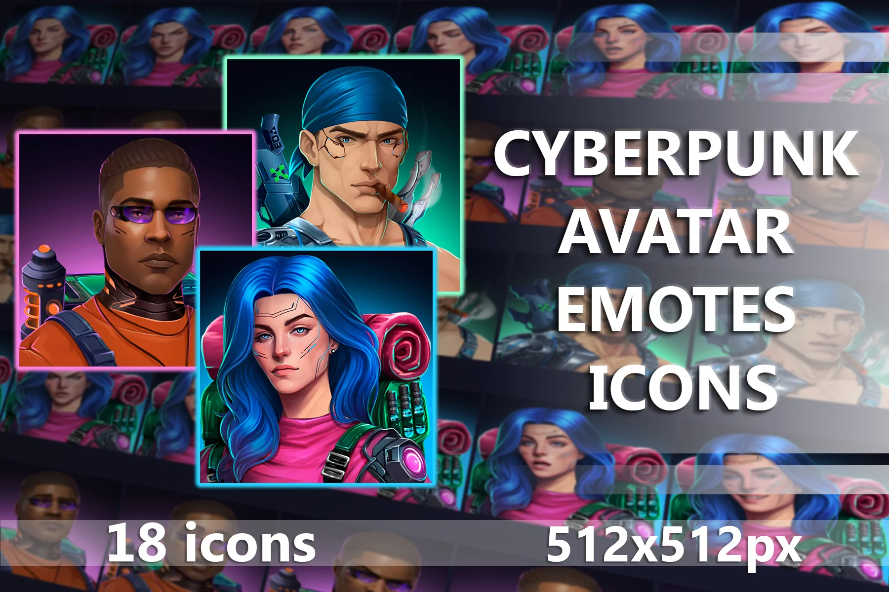 Cyberpunk Character Avatars and Emotes