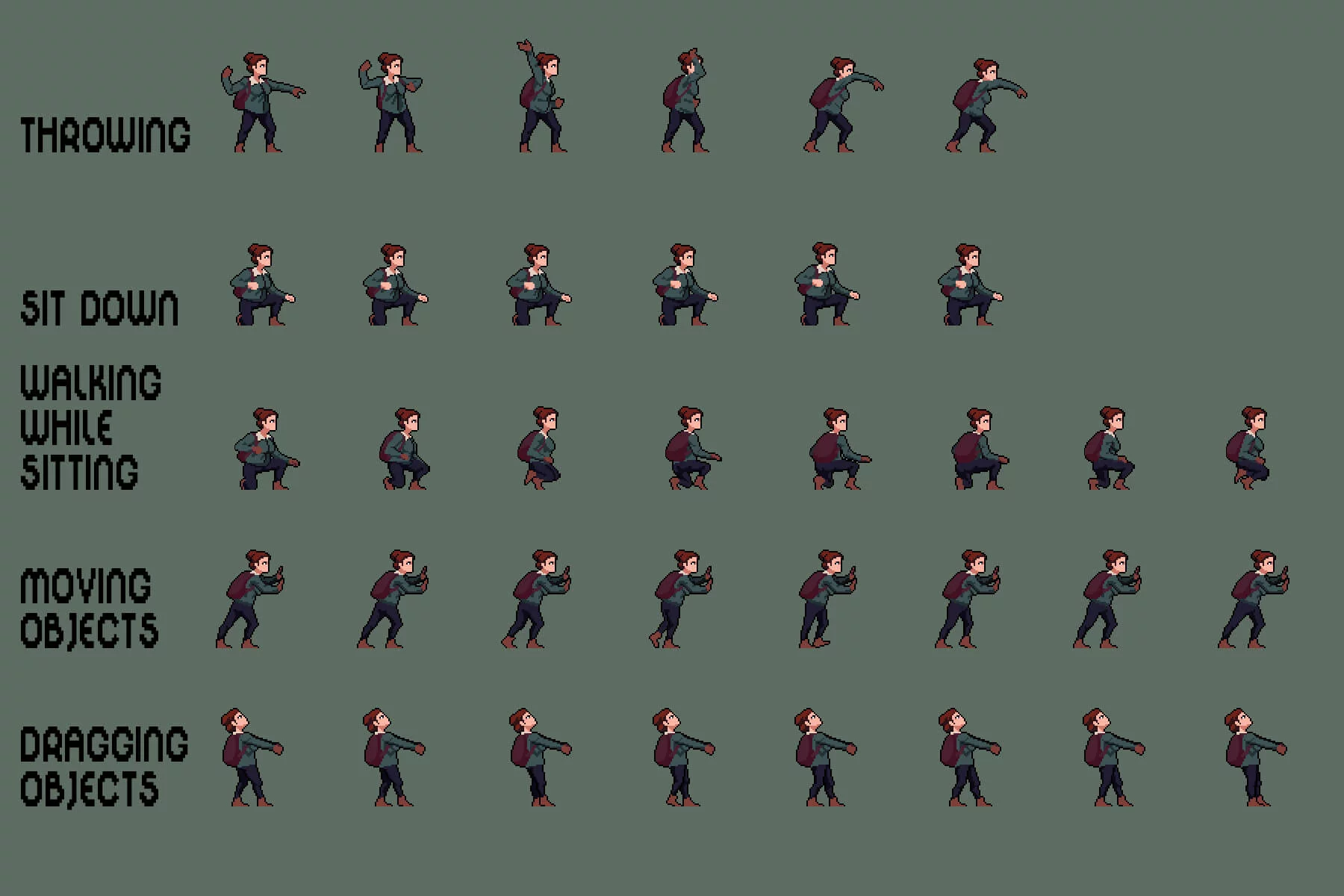 Survival Pixel Character Animated Sprite Sheet Pack 2
